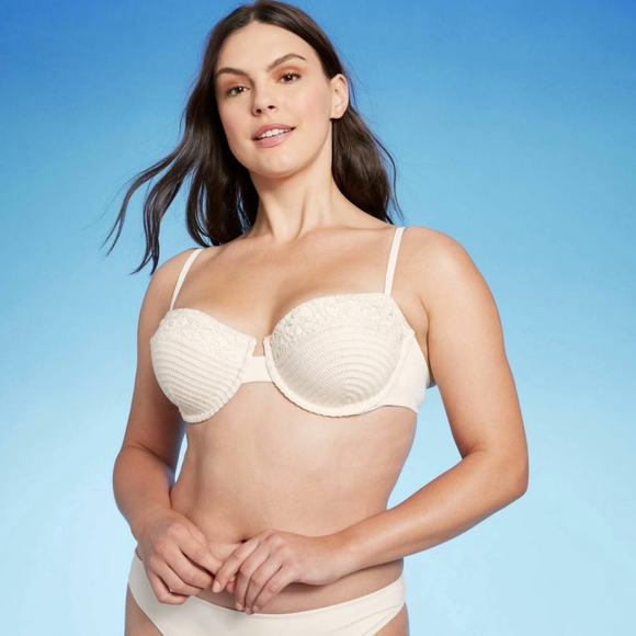 Off-White Women's Crochet UnderwireBikini Top - Picture 2 of 7